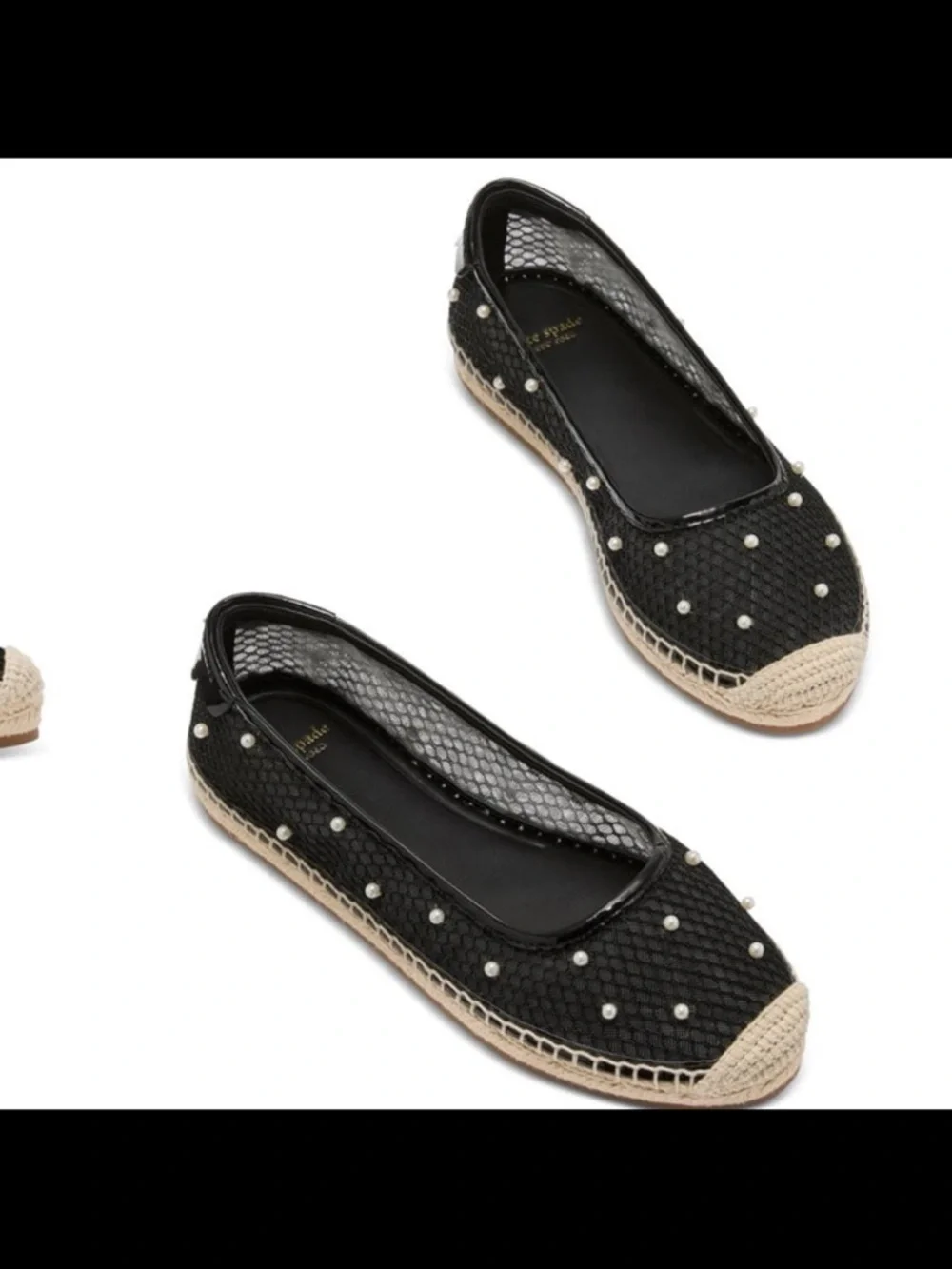 NWB Kate spade NY women’s pearl fishnet espadrille flat size 9